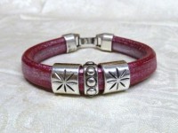 Pulseira de couro rosa