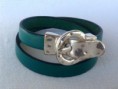Pulseira 2 voltas de couro azul marinho com fivela